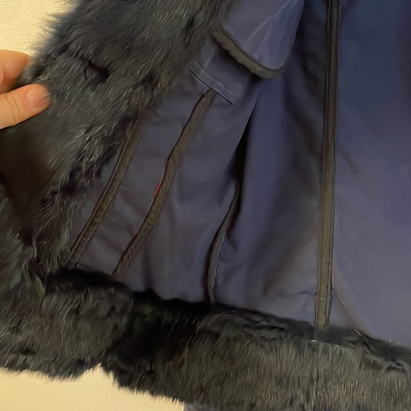 Twilltwentytwo Navy Blue fur trimmed corduroy jacket. - Picture 5 of 14